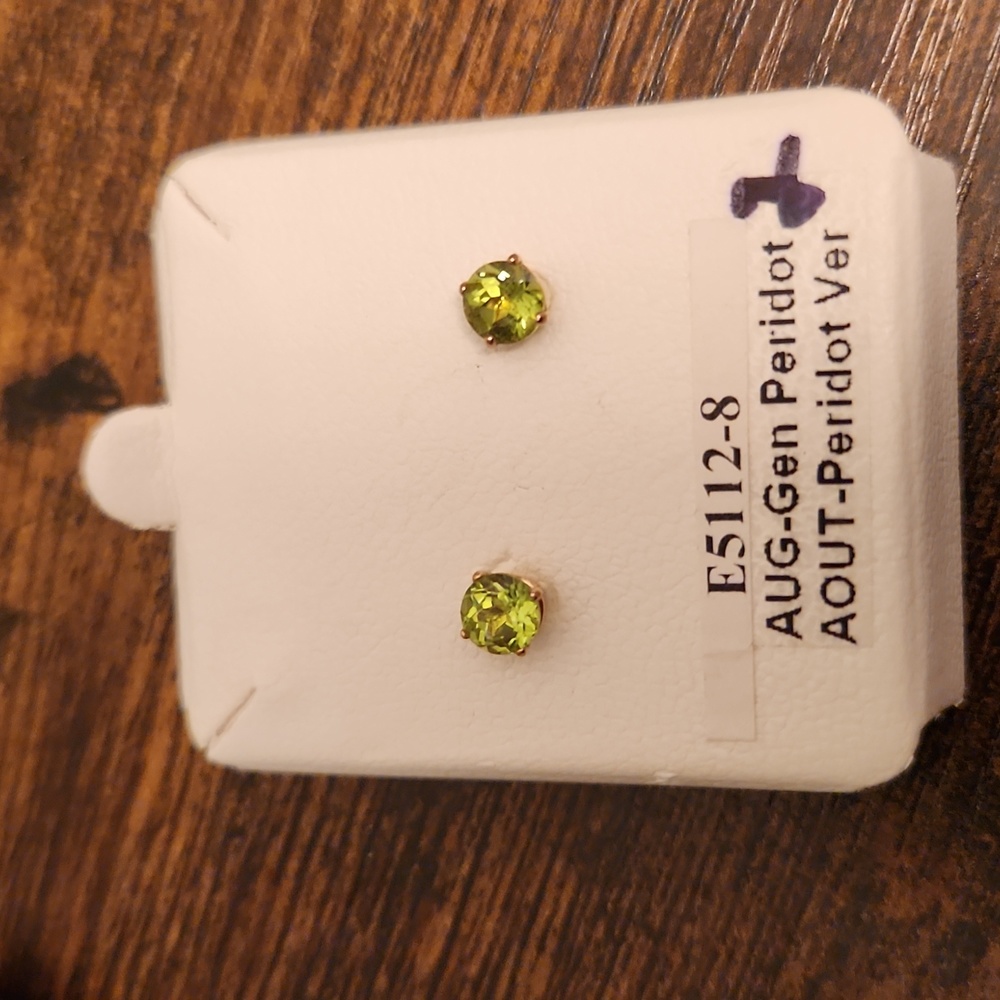 10K YG GENUINE ROUND-CUT PERIDOT EARRINGS